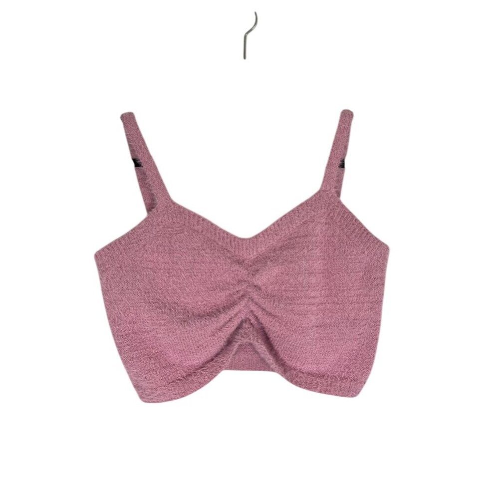 Retro Colorful Fuzzy Crop Top Pink XL Boho Indie Folk Festival Feminine Y2K Mod